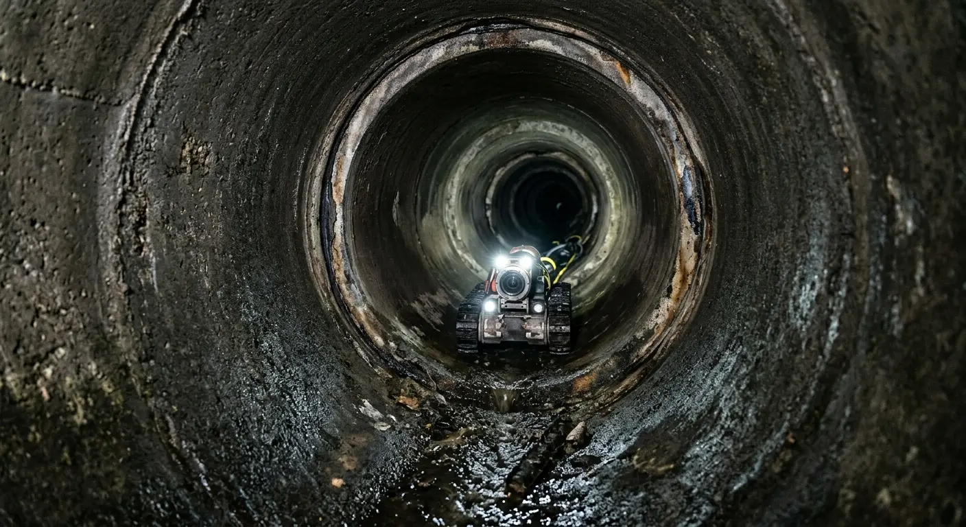 Robotic sewer camera inspecting pipe interior for Sewer Line Repair in Des Peres